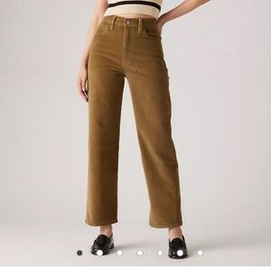 Levi’s Premium corduroy Ribcage straight ankle jeans size 24 New brown straight